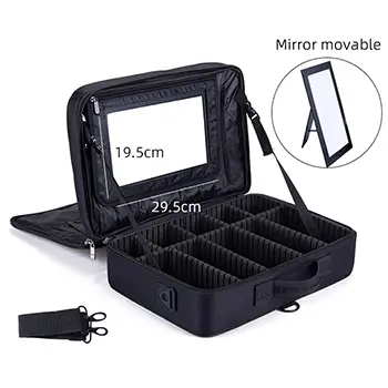 Hot Fashion Divider Removable Zipper Mirror Makeup Travel Box Set